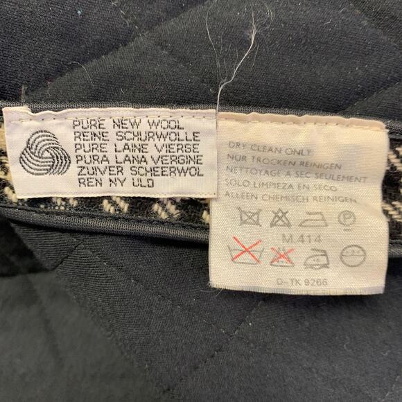 AQUASCUTUM Size XL Black Beige Wool Houndstooth Quilted Buttoned Jacket - Picture 7 of 8